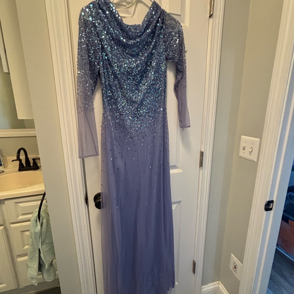 Elegant Blue Sequin Evening Gown
